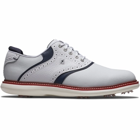 FootJoy Traditions Spiked Shoes - White/Navy/Red Footjoy golf footwear