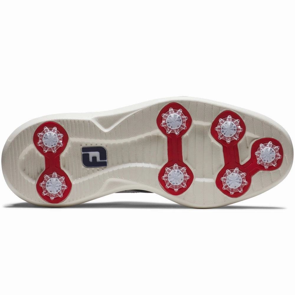 FootJoy Traditions Spiked Shoes - White/Navy/Red Pro Golf Traction