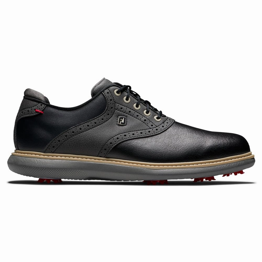 FootJoy Traditions Spiked Waterproof Shoes - Black Footjoy golf footwear