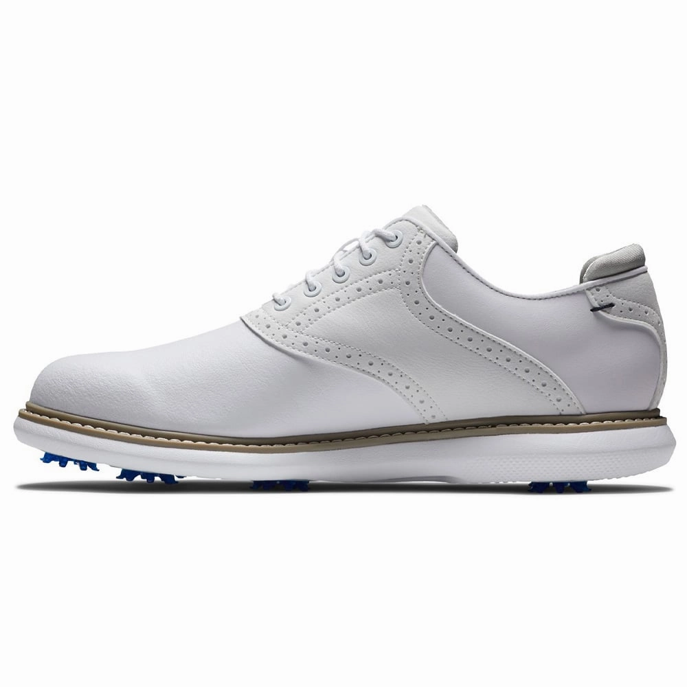 FootJoy Traditions Spiked Waterproof Shoes - White Pro Golf Traction