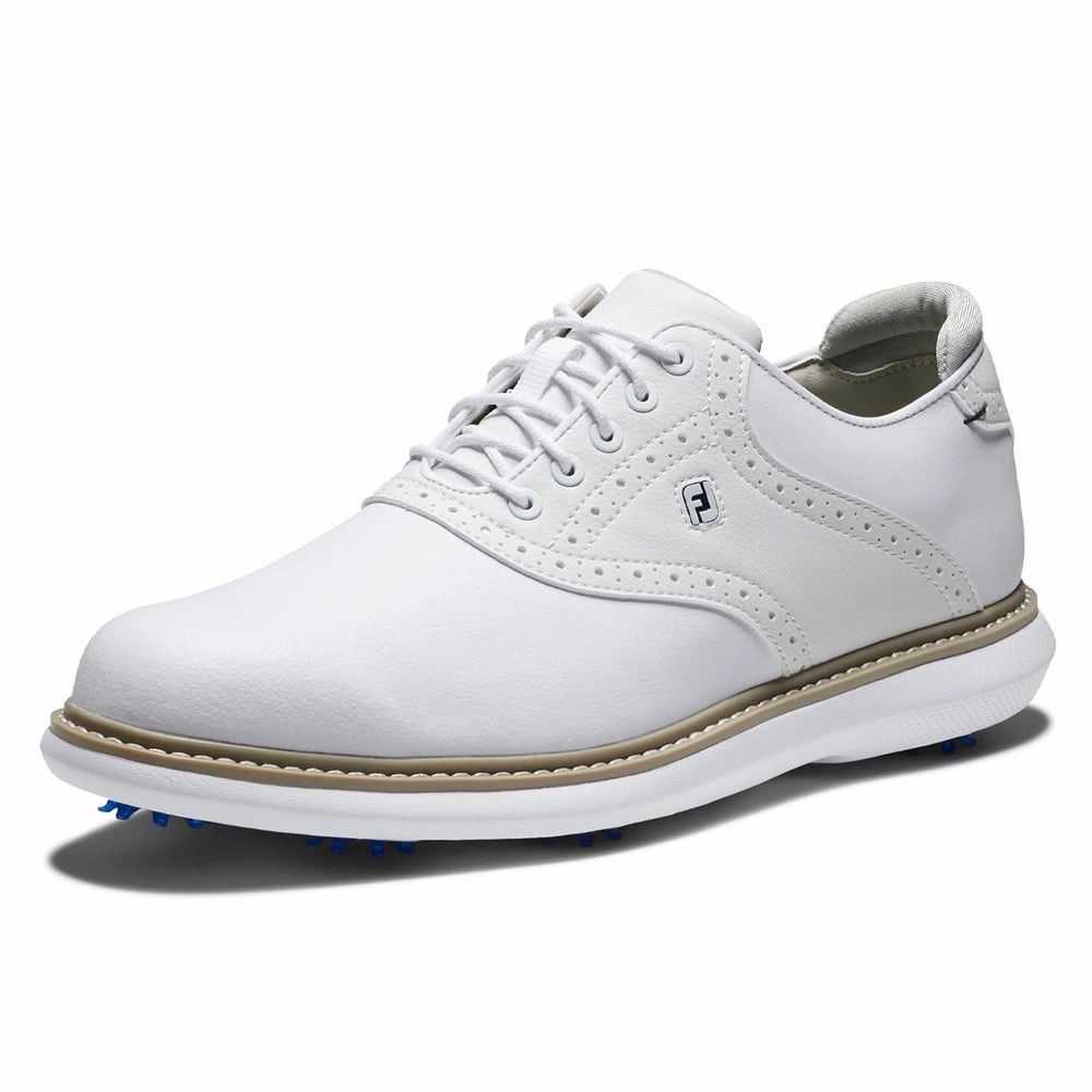 FootJoy Traditions Spiked Waterproof Shoes - White Pro Golf Traction