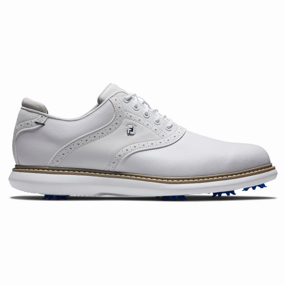 FootJoy Traditions Spiked Waterproof Shoes - White Footjoy golf footwear