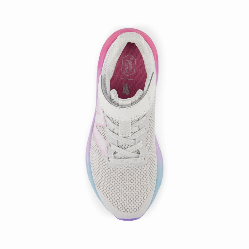 Fresh Foam Arishi v4 Bungee Lace with Top Strap - Grey Matter with Mid Century Pink and Lilac Glo - Kids New Balance lifestyle shoes