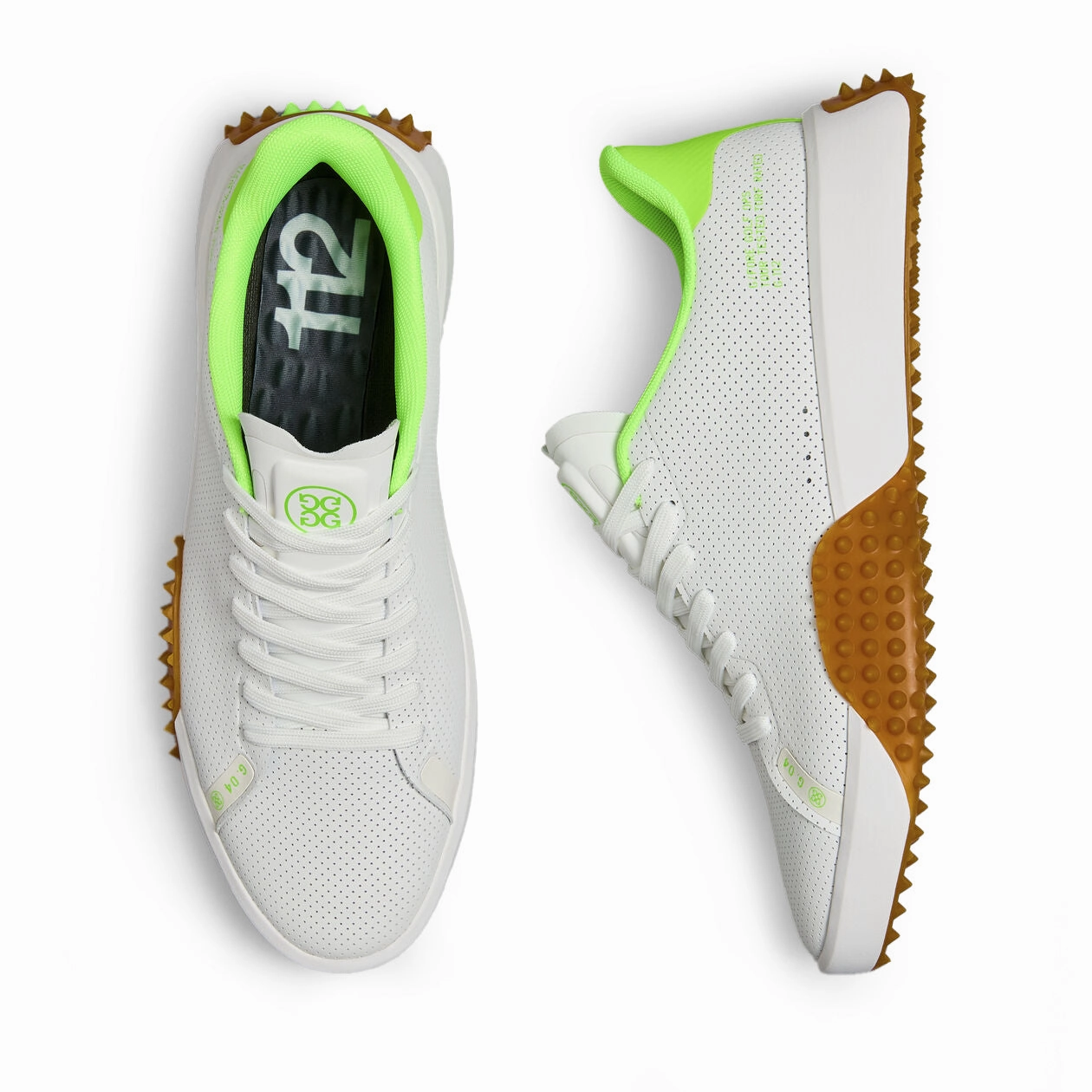 G/Fore G.112 Perforated Leather Golf Shoes - Snow/Gecko Chic Platform Sneakers
