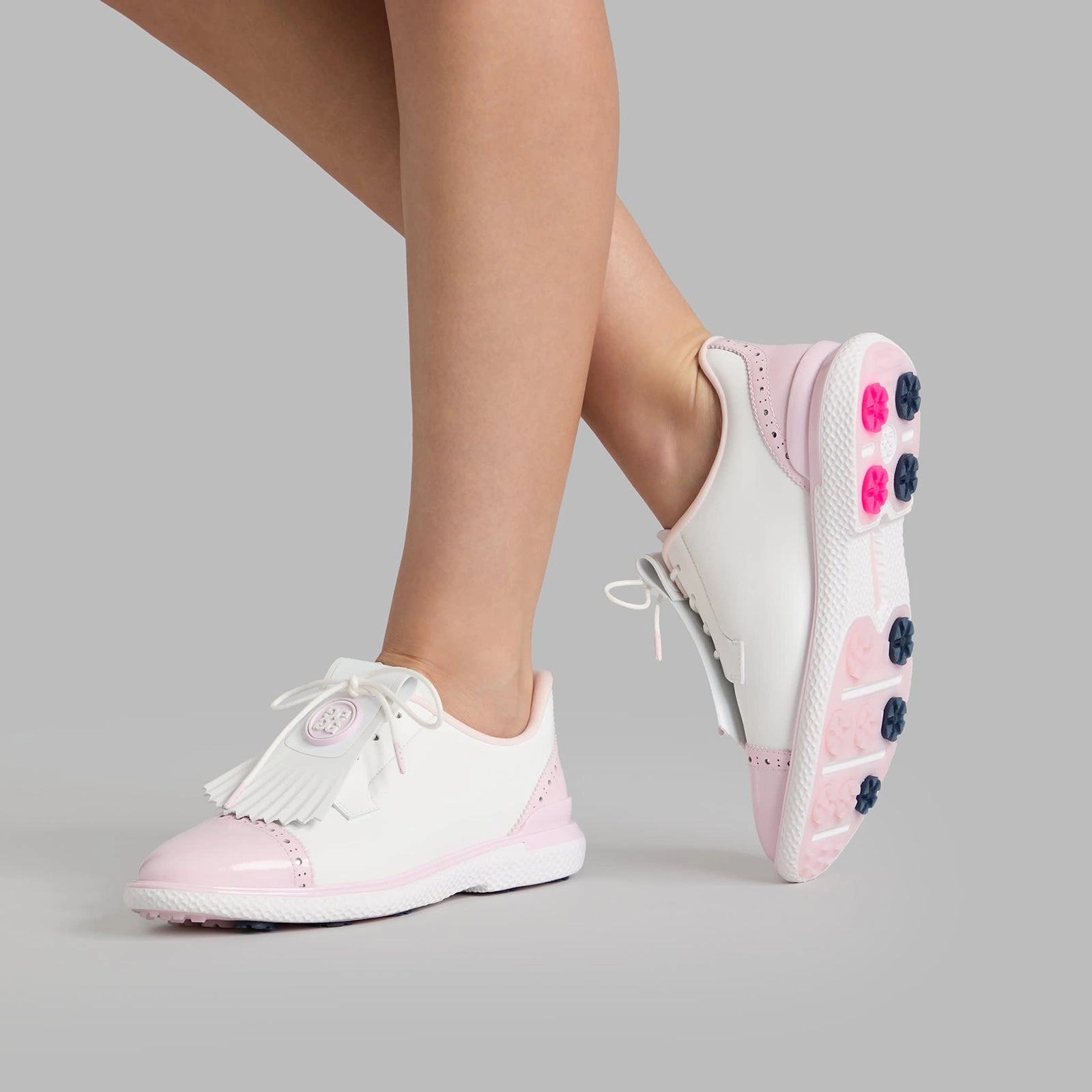 G/Fore Women's Brogue Cap Toe Kiltie Gallivan2r Golf Shoes - Snow/Blush Chic Platform Sneakers