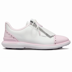 G/Fore Women's Brogue Cap Toe Kiltie Gallivan2r Golf Shoes - Snow/Blush Spikeless golf footwear