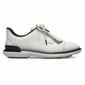 G/Fore Women's Brogue Cap Toe Kiltie Gallivan2r Golf Shoes - Snow/Onyx Spikeless golf footwear