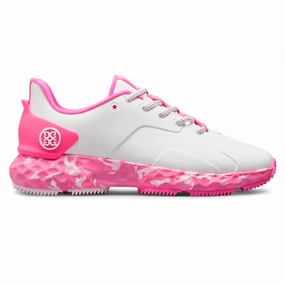 G/Fore Women's Camo Sole MG4  Golf Shoes - Snow/Knockout Pink Spikeless golf footwear