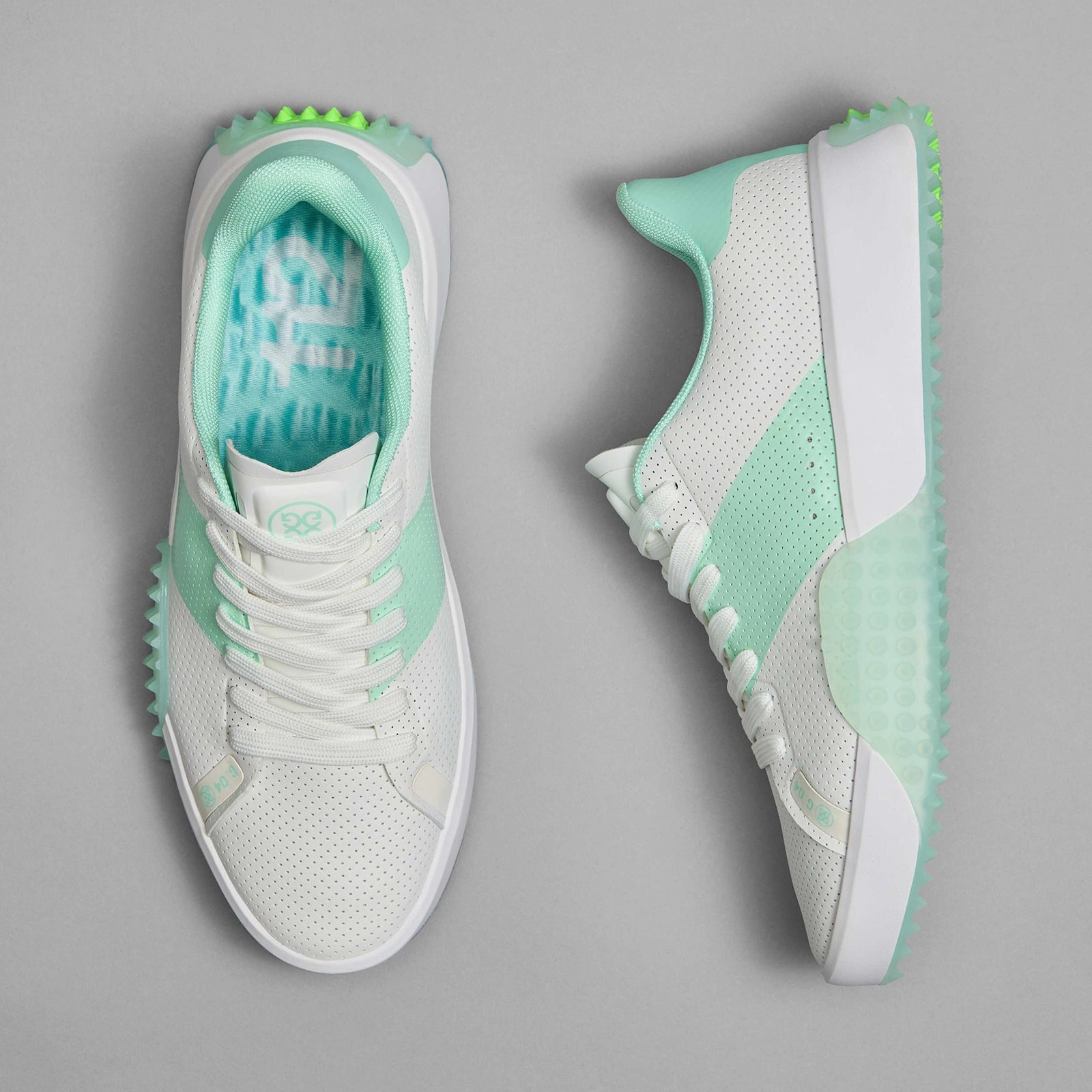 G/Fore Women's G.112 Perforated Leather Kiltie Golf Shoes - Snow/Menthol Chic Platform Sneakers