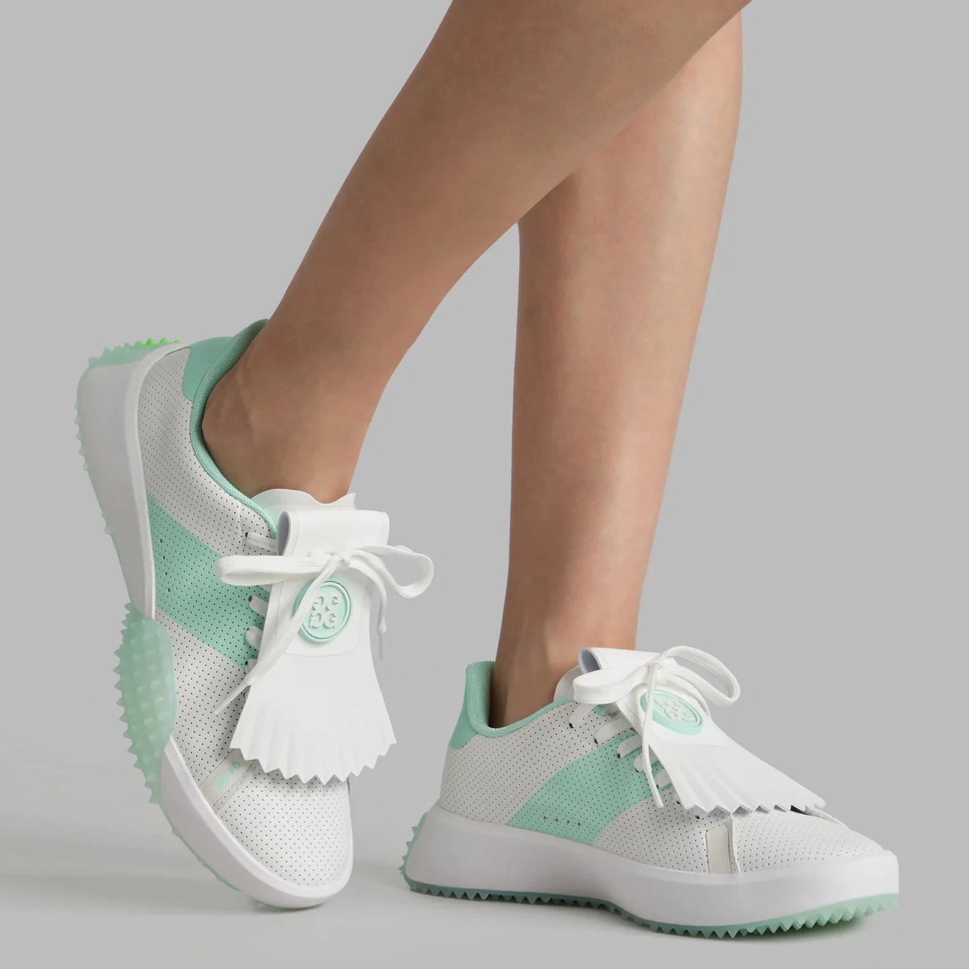 G/Fore Women's G.112 Perforated Leather Kiltie Golf Shoes - Snow/Menthol Tour-Level Golf Shoes