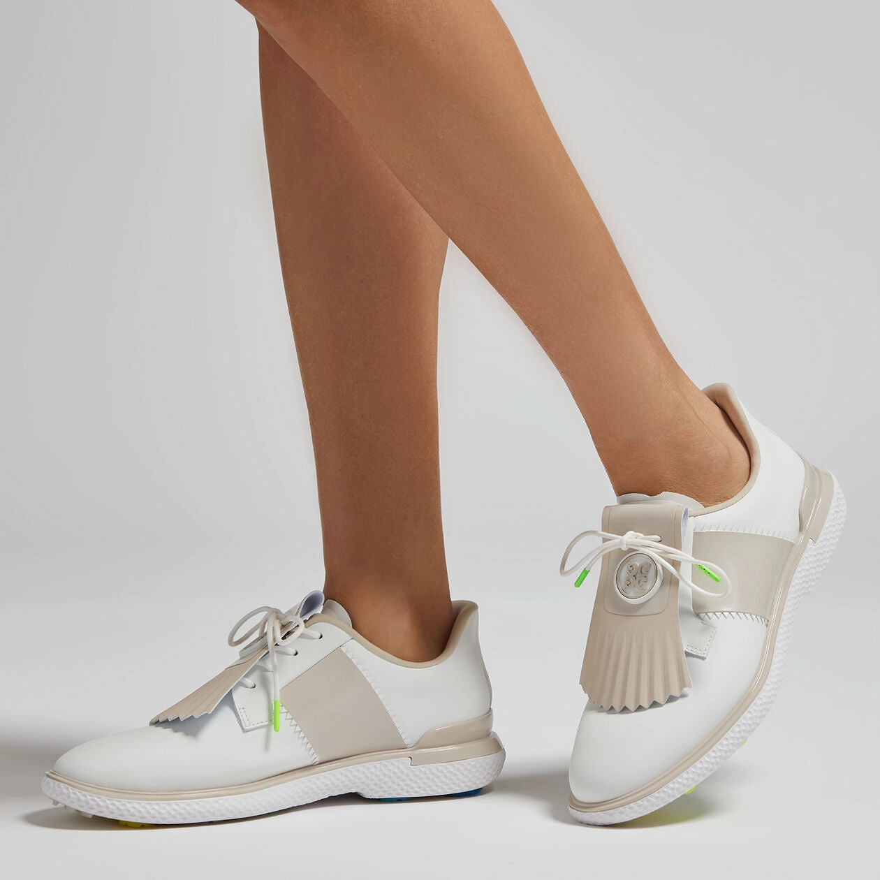 G/Fore Women's Gallivan2r Side Stripe Golf Shoes - Snow/Stone Chic Platform Sneakers
