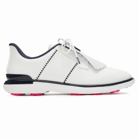 G/Fore Women's Gallivan2r Side Stripe Golf Shoes - Snow/ Twilight Spikeless golf footwear