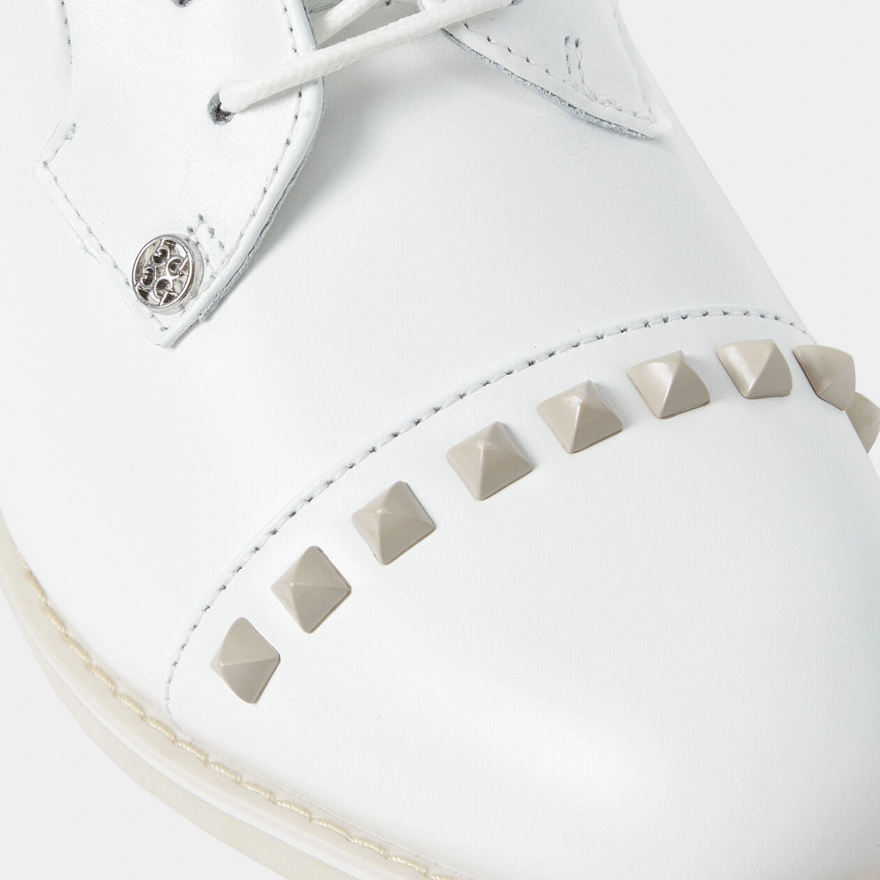 G/Fore Women's Gallivanter Leather Stud Cap Toe Golf Shoes - Stone Chic Platform Sneakers