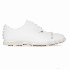 G/Fore Women's Gallivanter Leather Stud Cap Toe Golf Shoes - Stone Spikeless golf footwear