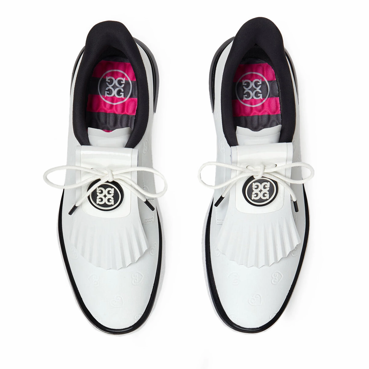 G/Fore Women's Heart Debossed Gallivan2r Kiltie Golf Shoes - Snow/Onyx Chic Platform Sneakers