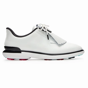 G/Fore Women's Heart Debossed Gallivan2r Kiltie Golf Shoes - Snow/Onyx Spikeless golf footwear