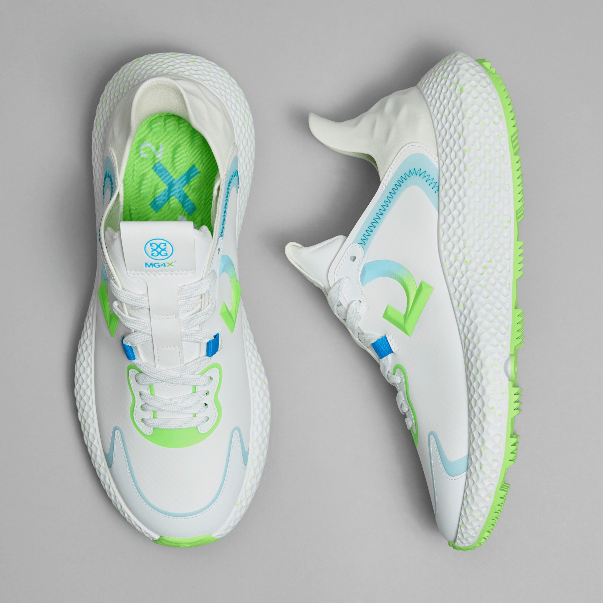G/Fore Women's MG4X2 Hybrid Cross Trainer Golf Shoes - Snow/Gecko Chic Platform Sneakers
