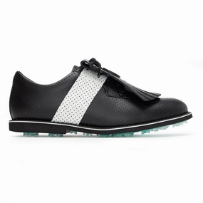 G/Fore Women's Perforated Kiltie Golf Shoes - Onyx Spikeless golf footwear