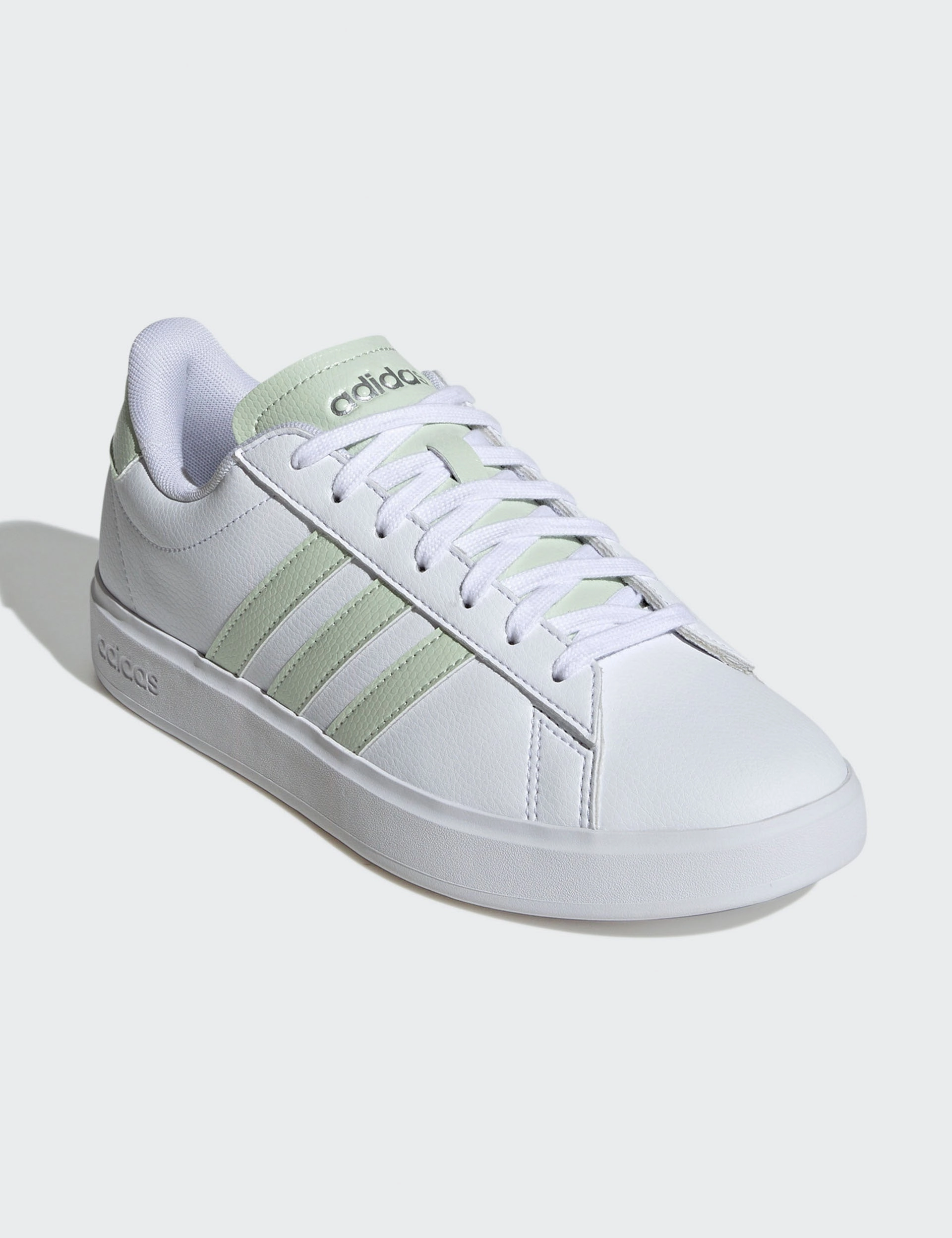 Grand Court 2.0 Shoes - Cloud White/Linen Green/Matte Silver Adidas trendy casual shoe styles