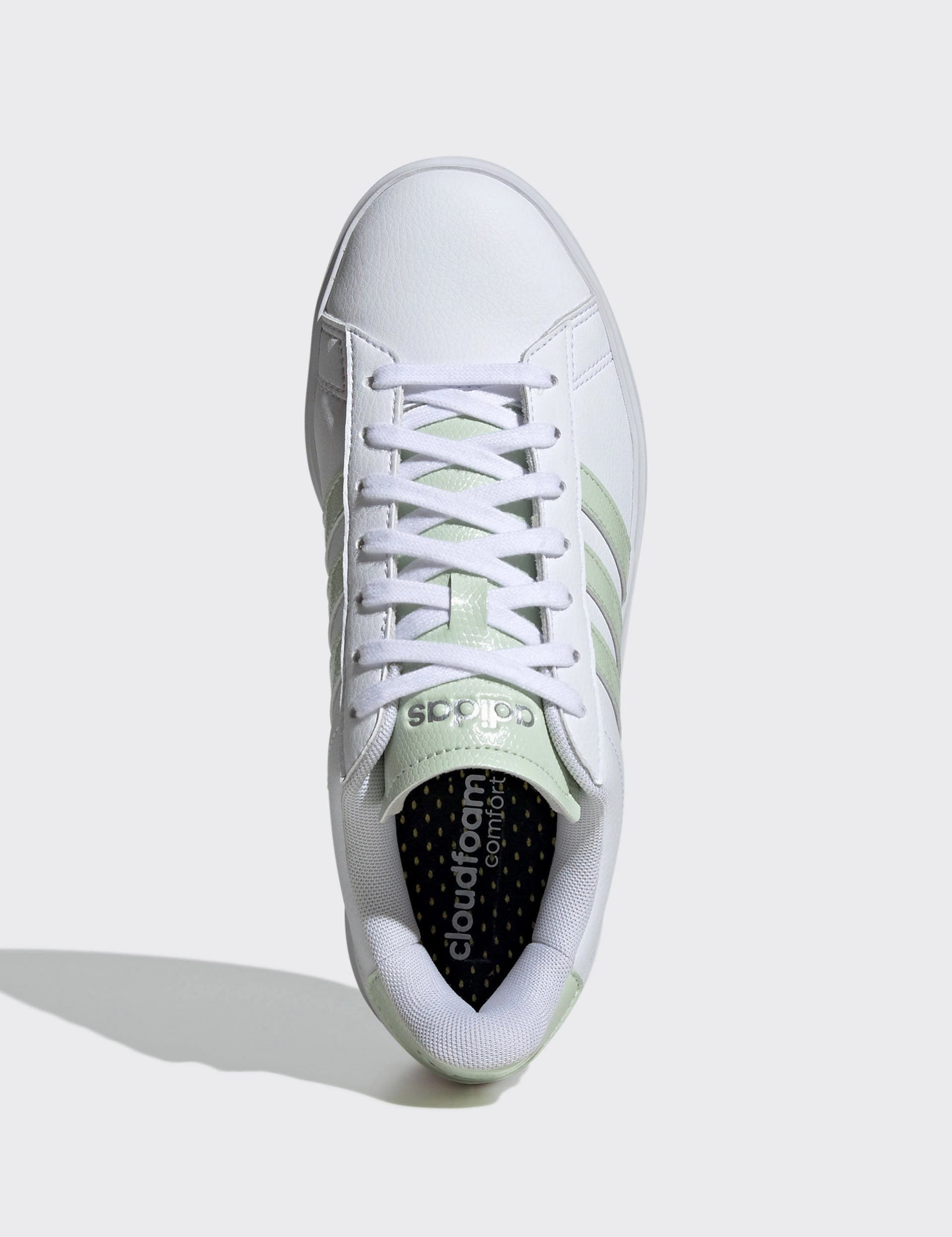 Grand Court 2.0 Shoes - Cloud White/Linen Green/Matte Silver Adidas trendy casual shoe styles
