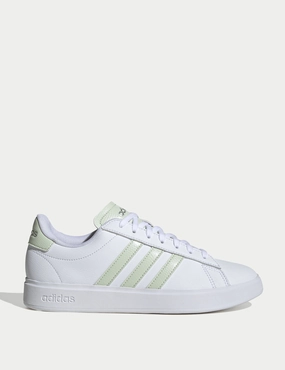 Grand Court 2.0 Shoes - Cloud White/Linen Green/Matte Silver Adidas everyday sneakers with comfort cushioning