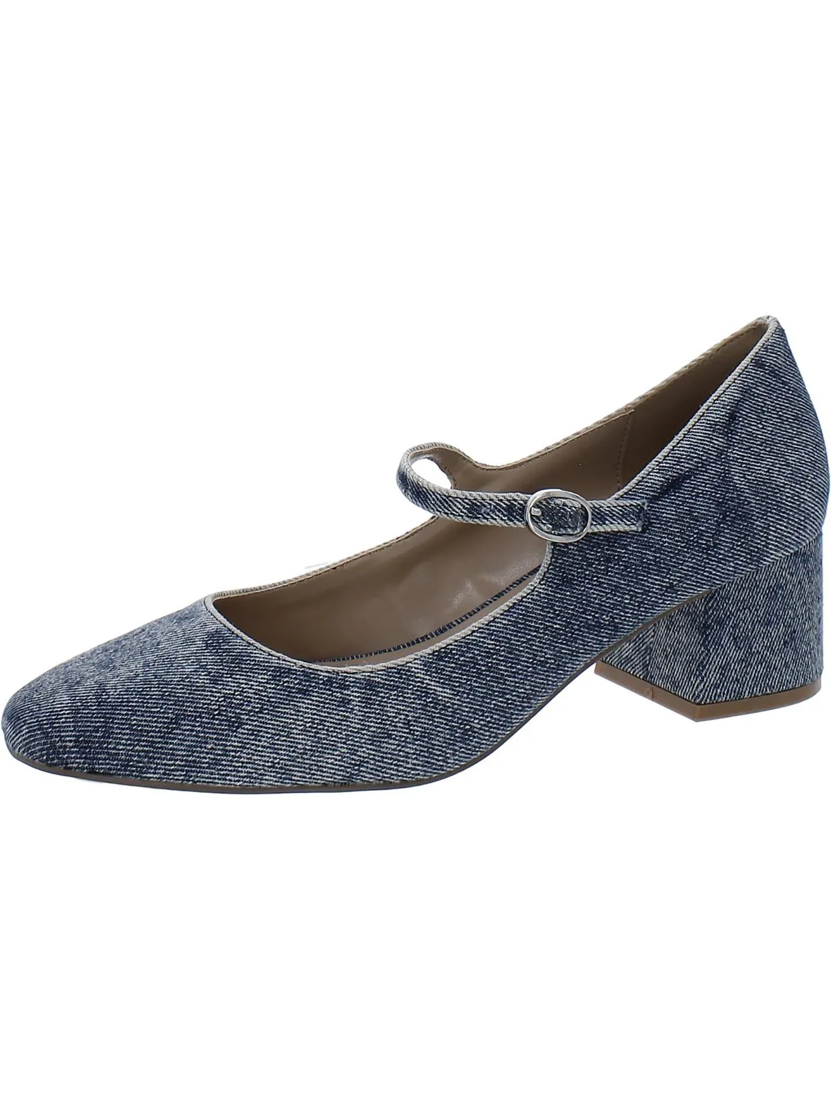 Hawke Womens Denim Square Toe Mary Jane Heels