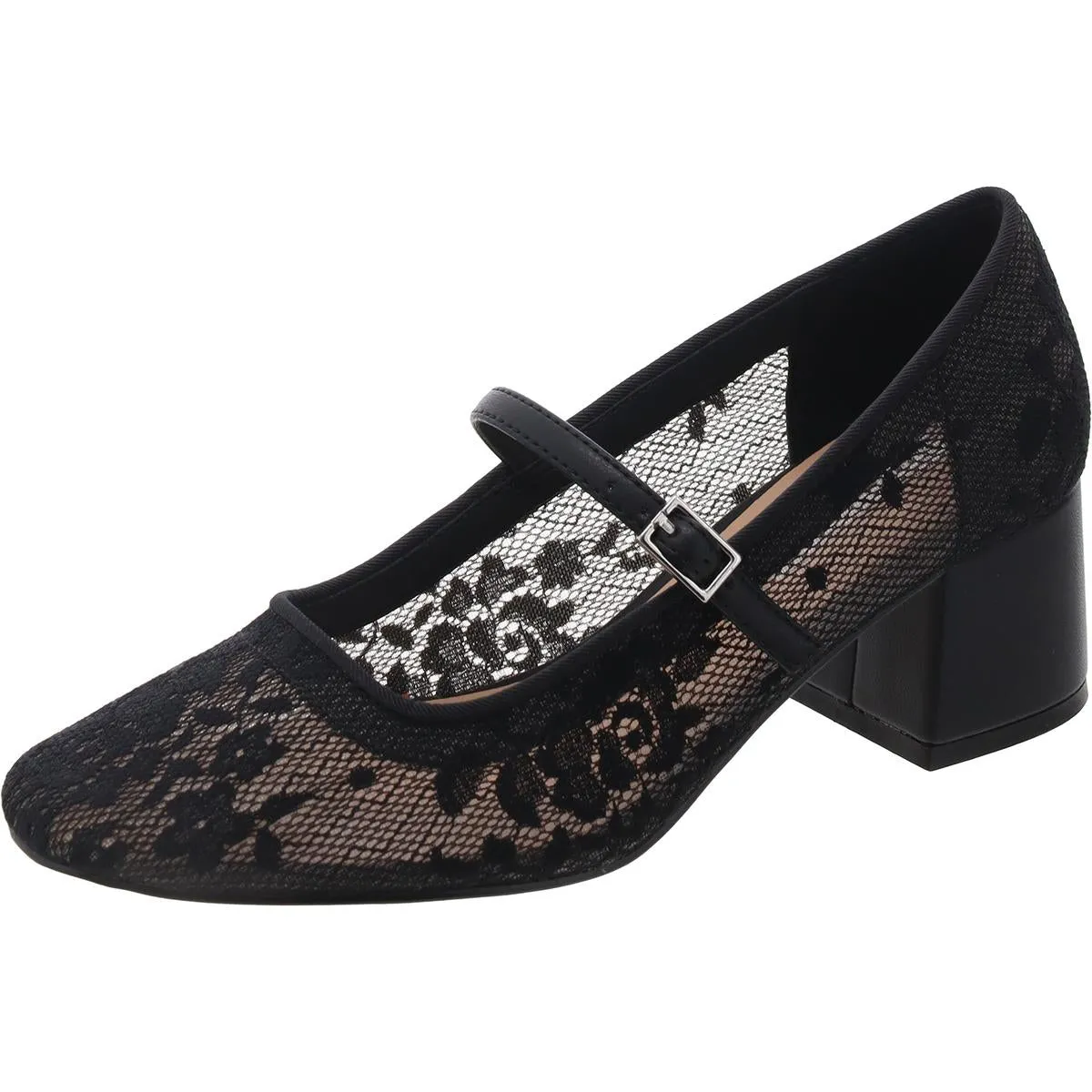 Hawke Womens Denim Square Toe Mary Jane Heels