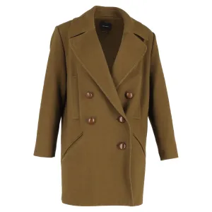 Isabel Marant Ziggy Double Breasted Coat in Olive Green Wool
