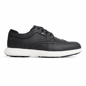 J.Lindeberg Fairway Brogue Golf Shoes - Black Spikeless golf footwear