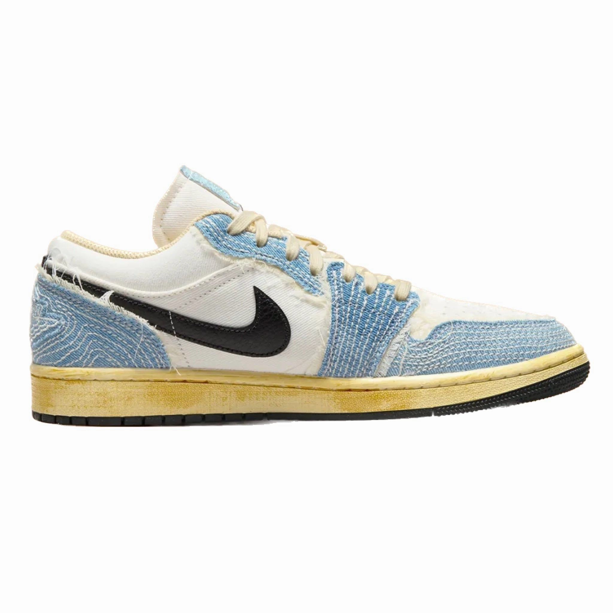 Jordan 1 Low SE WRMK Sashiko Denim Ashen Slate Black Pale Ivory Sesame Air Jordan basketball shoes with classic look