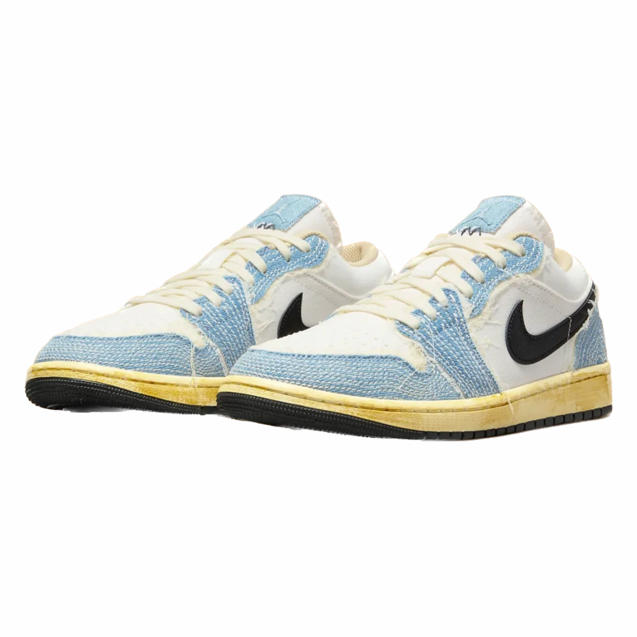 Jordan 1 Low SE WRMK Sashiko Denim Ashen Slate Black Pale Ivory Sesame Basketball Shoes