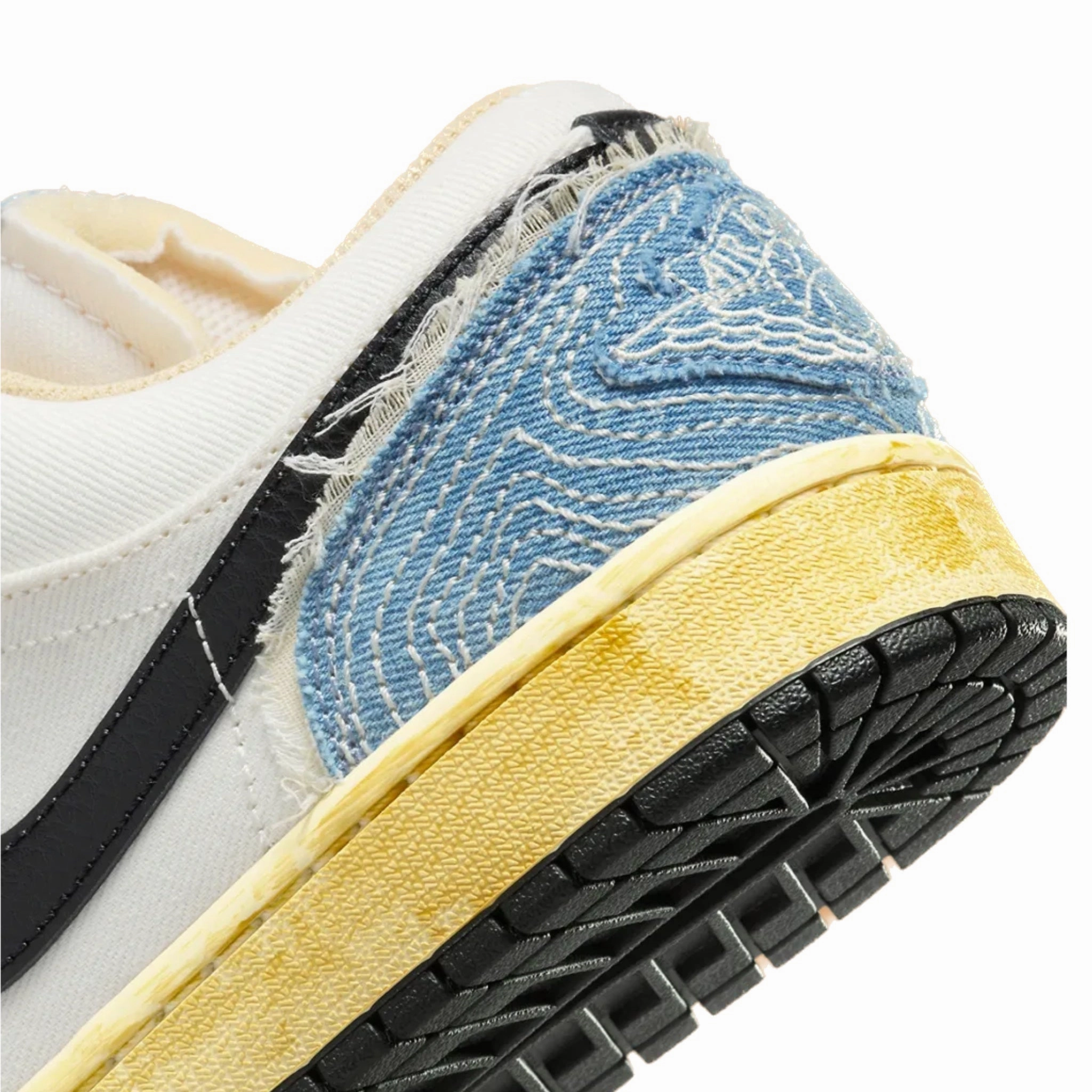 Jordan 1 Low SE WRMK Sashiko Denim Ashen Slate Black Pale Ivory Sesame Basketball Shoes