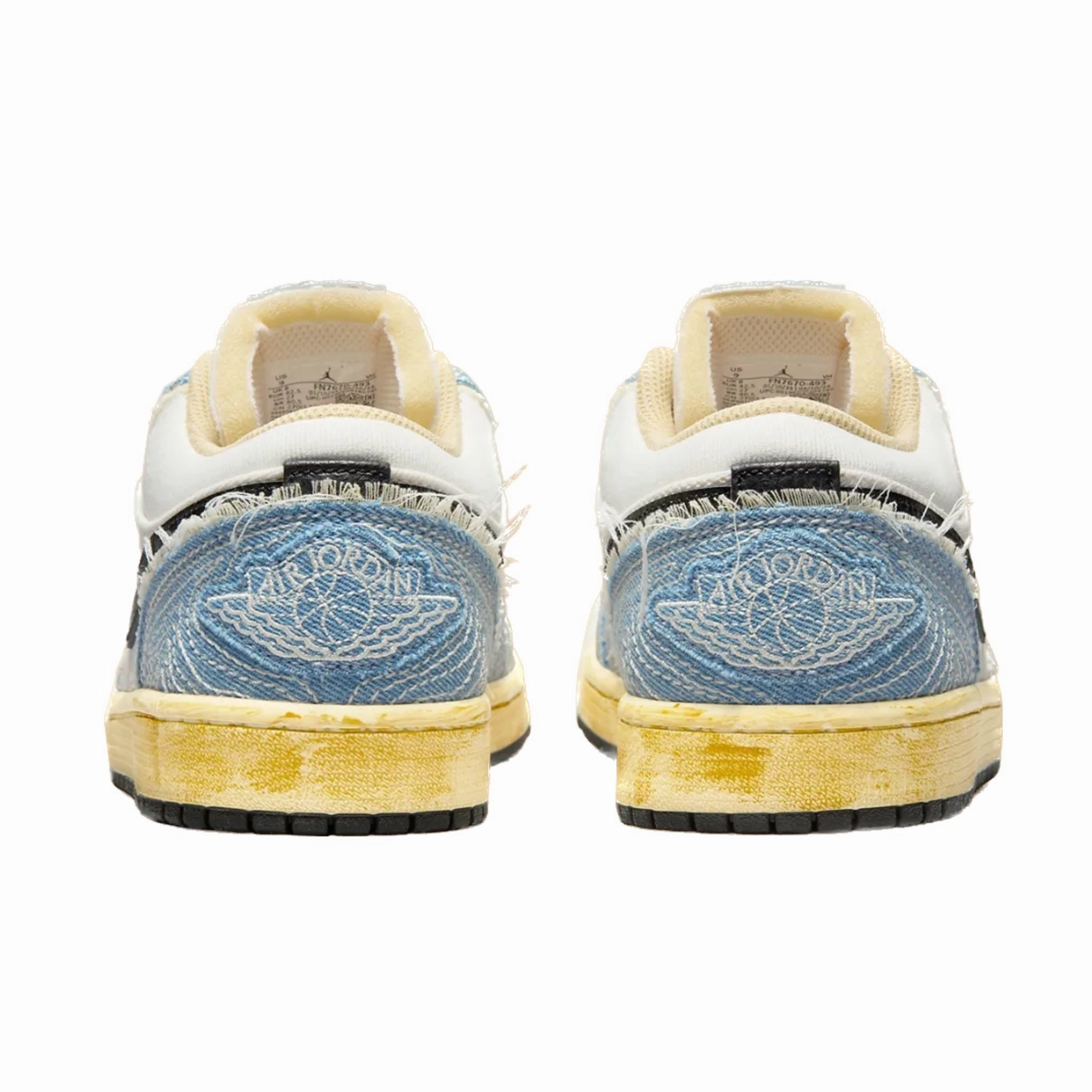 Jordan 1 Low SE WRMK Sashiko Denim Ashen Slate Black Pale Ivory Sesame Basketball Shoes
