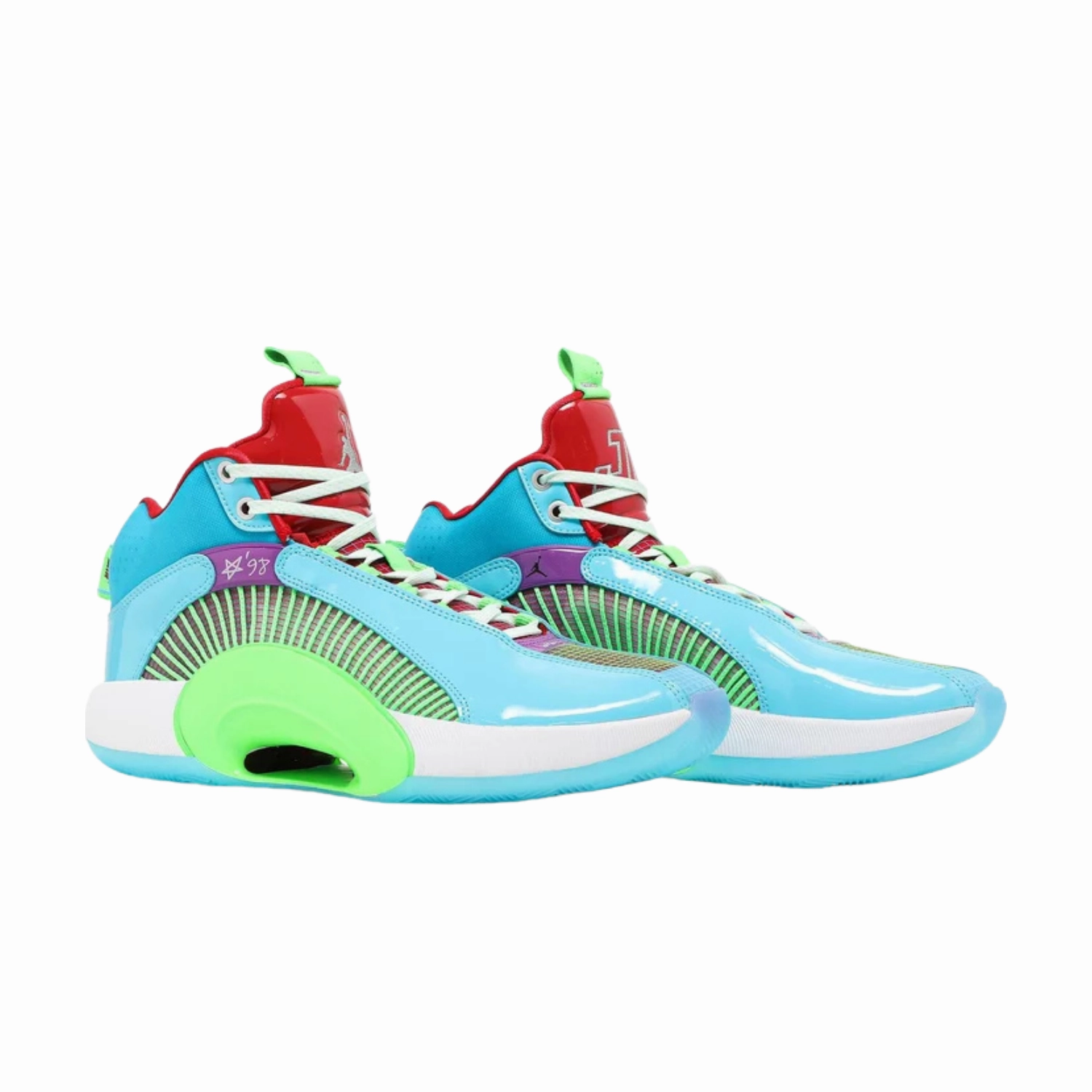 Jordan XXXV Jayson Tatum Women in Power PE Light Blue Lime-Red Air Jordan basketball shoes with classic look