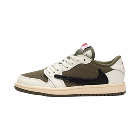 Kids Air Jordan 1 Low OG SP (PS) x Travis Scott Medium Olive Black White Air Jordan basketball shoes with classic look