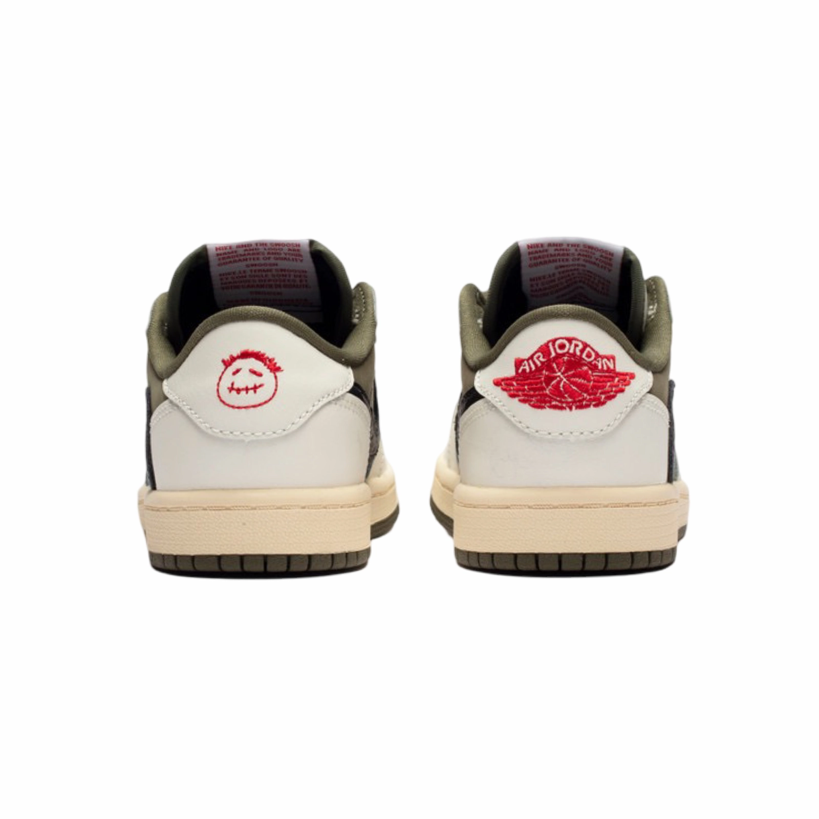 Kids Air Jordan 1 Low OG SP (PS) x Travis Scott Medium Olive Black White Basketball Shoes