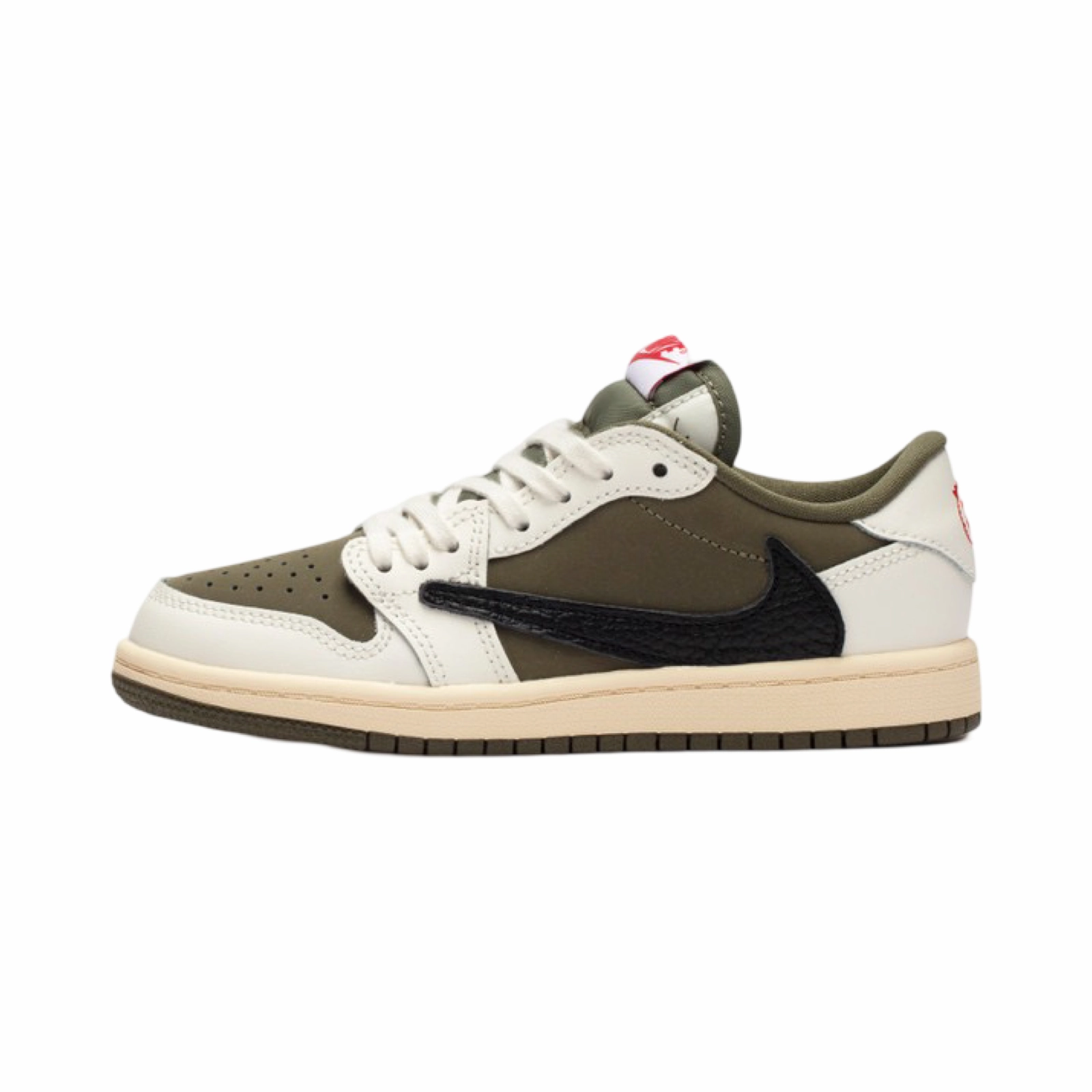 Kids Air Jordan 1 Low OG SP (PS) x Travis Scott Medium Olive Black White Air Jordan basketball shoes with classic look