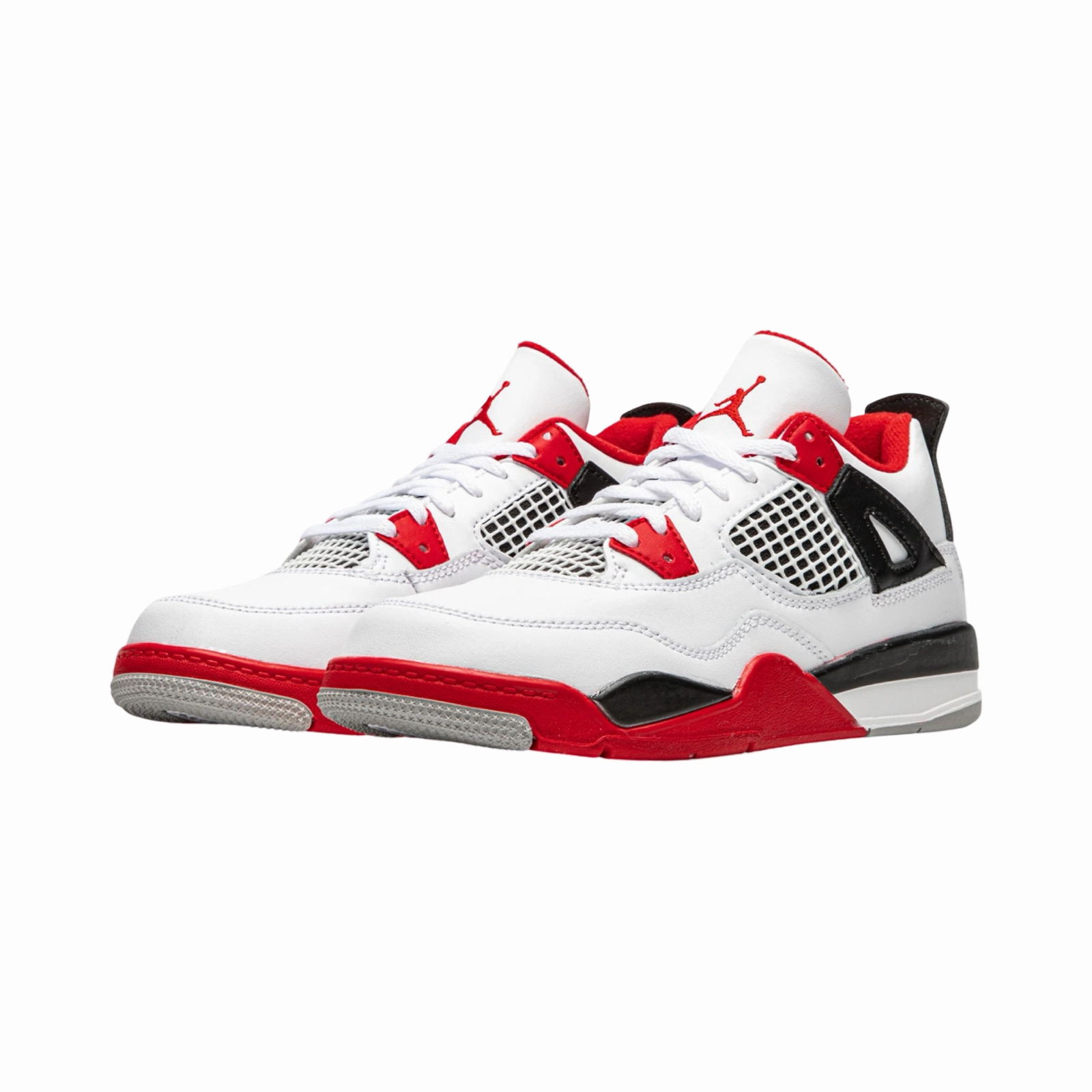 Kids Air Jordan 4 Retro Fire Red (2020) PS White Black Tech Grey Fire Red 11c Basketball Shoes