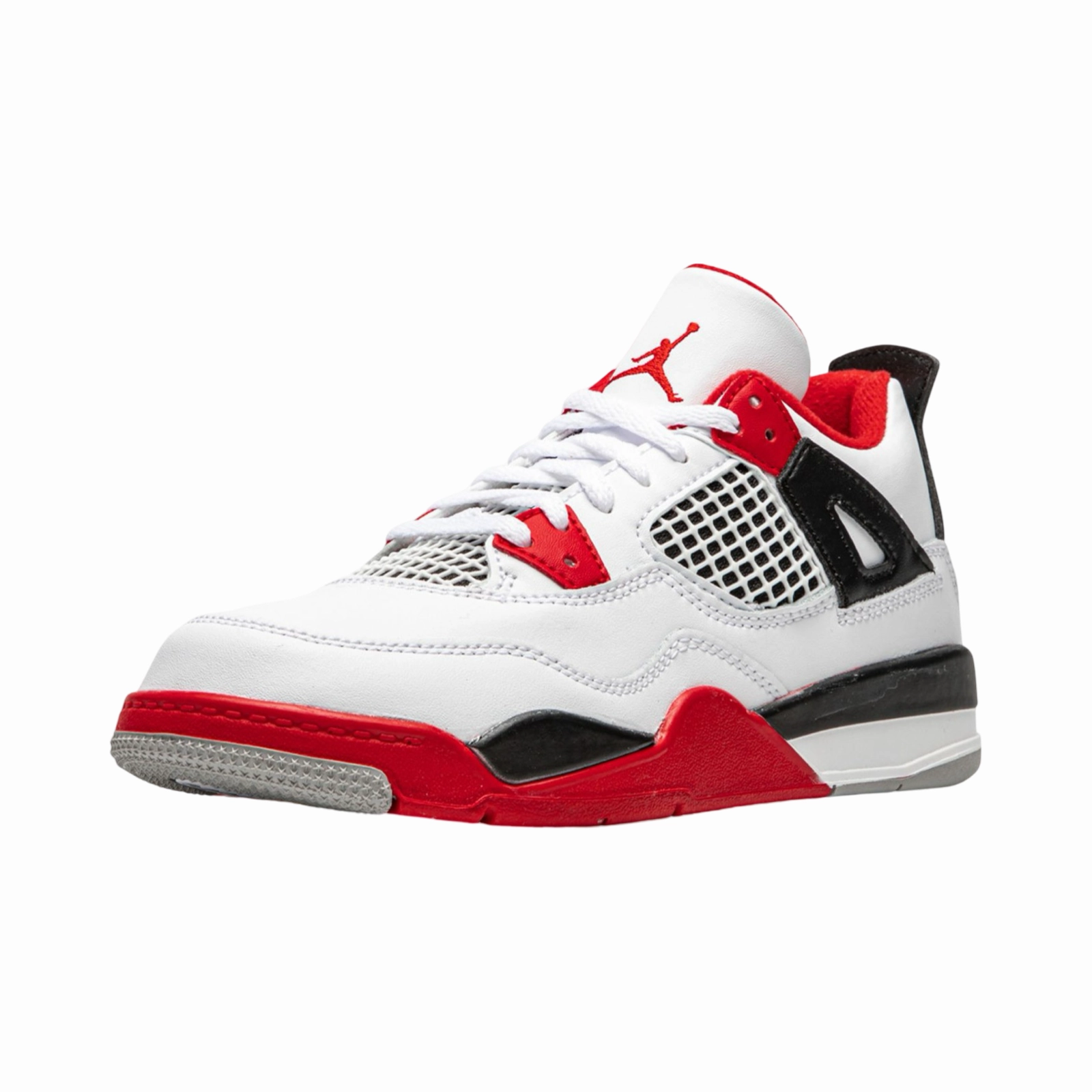 Kids Air Jordan 4 Retro Fire Red (2020) PS White Black Tech Grey Fire Red 11c Basketball Shoes