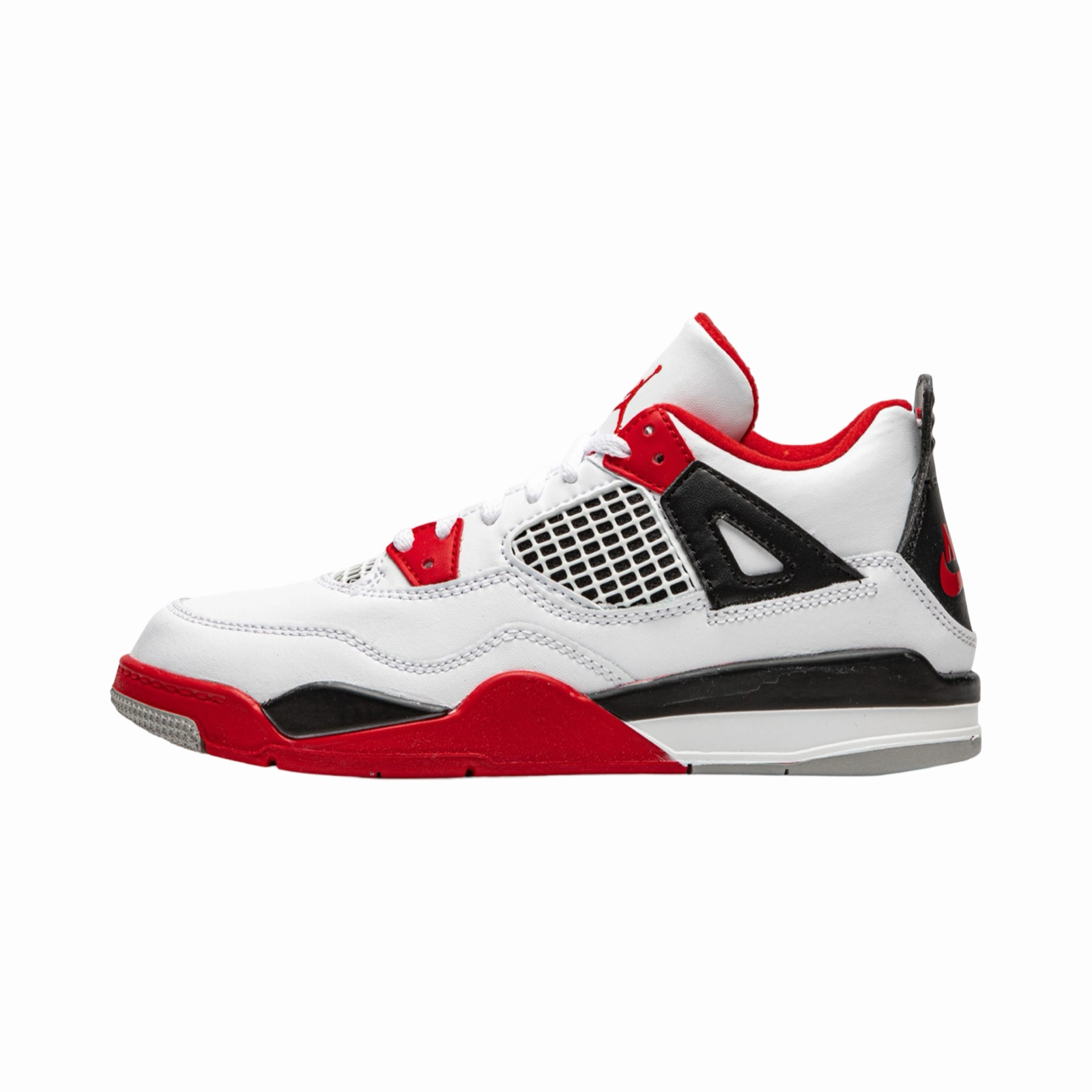 Kids Air Jordan 4 Retro Fire Red (2020) PS White Black Tech Grey Fire Red 11c Air Jordan basketball shoes with classic look
