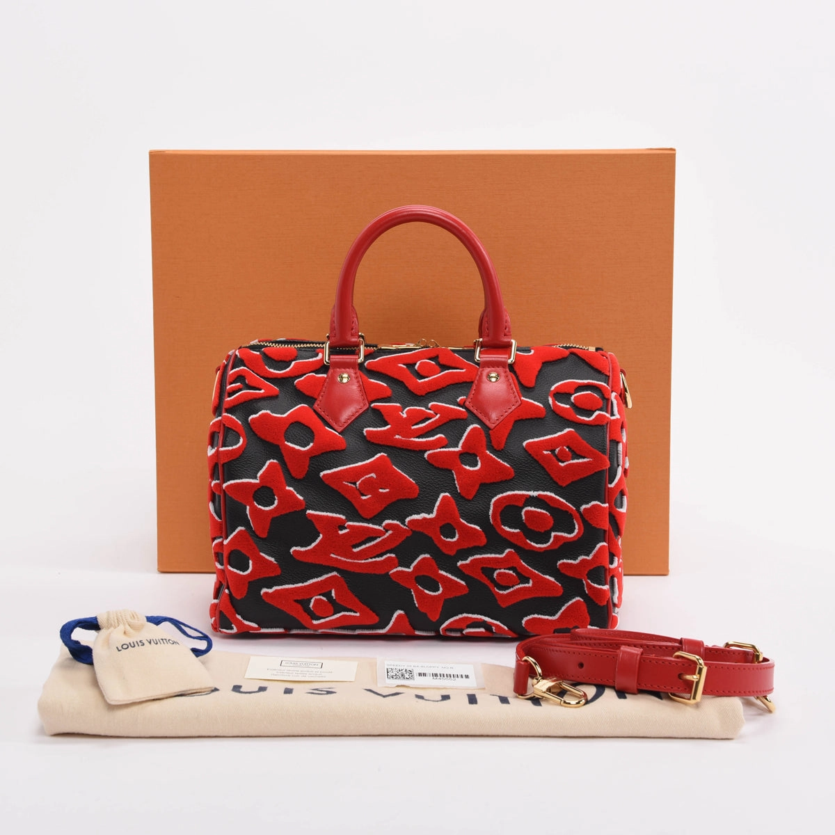 Louis Vuitton Black & Red Monogram Urs Fischer Speedy 25