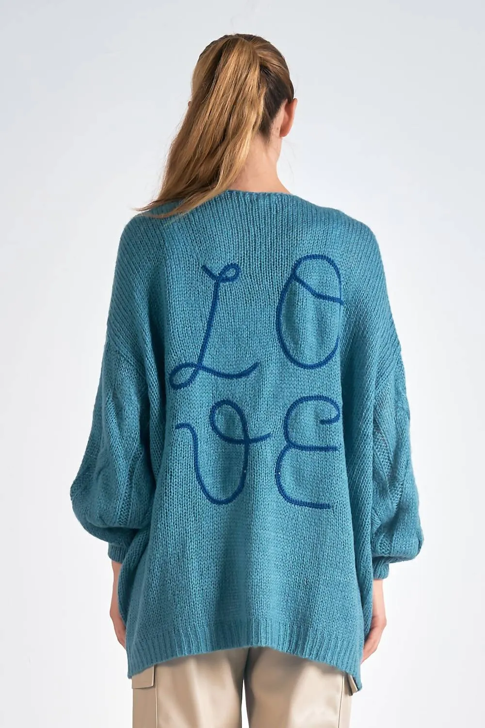Love Sweater Cardigan In Blue