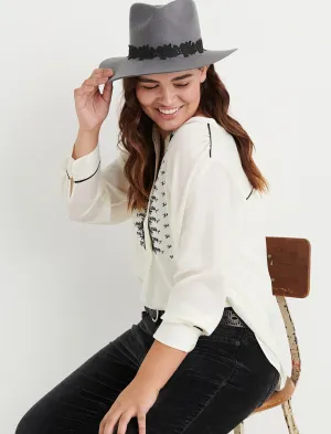 Lucky Brand Satin Western Shirt Birch Lucky Brand