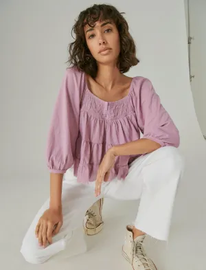 Lucky Brand Textured Long Sleeve Top Fair Orchid Lucky Brand