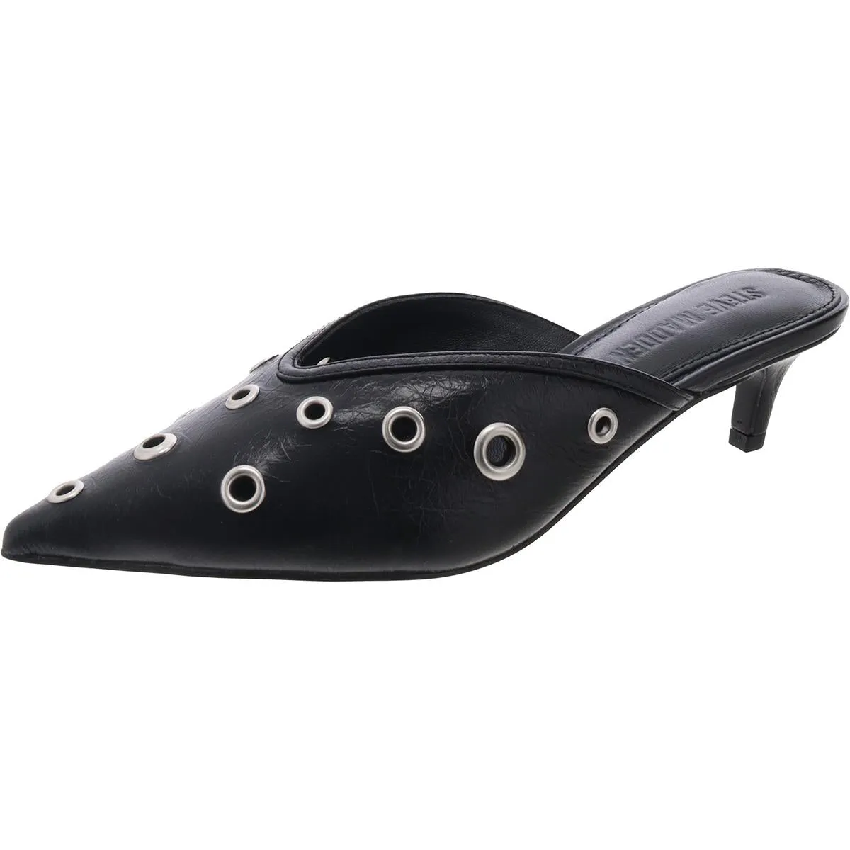 Luxely Womens Brogue Leather Kitten Heels