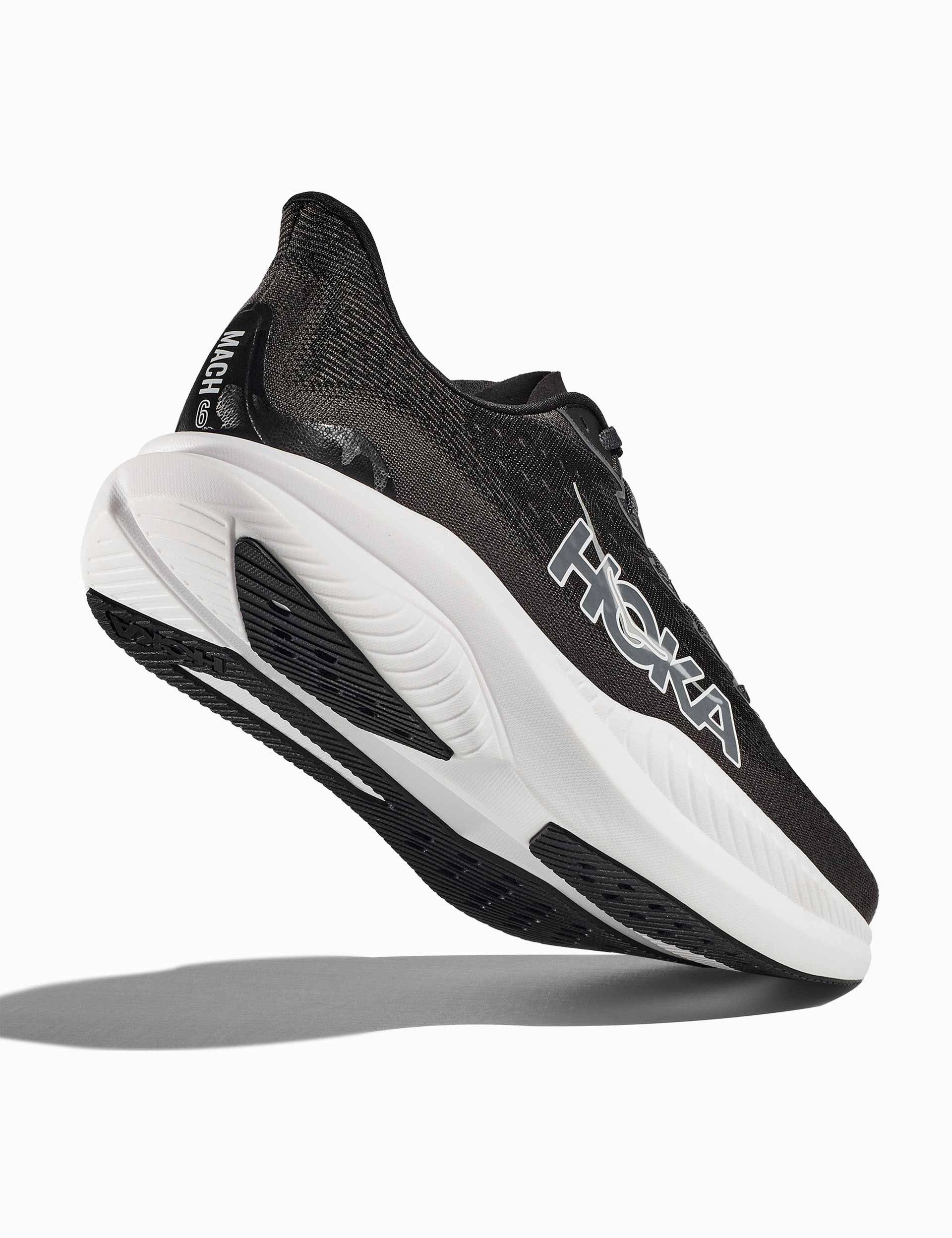 Mach 6 - Black/White Hoka trail-ready performance shoes