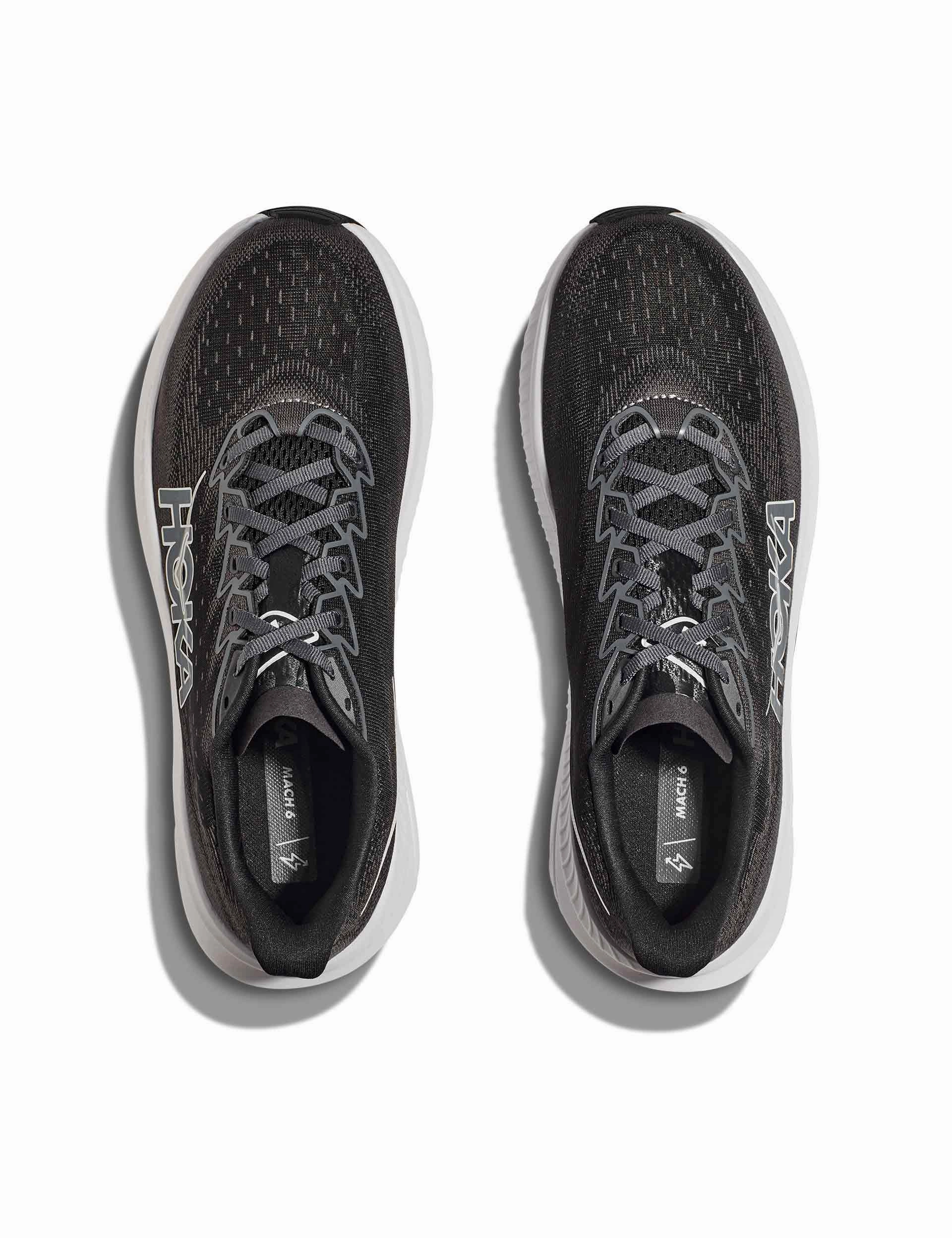 Mach 6 - Black/White Hoka trail-ready performance shoes