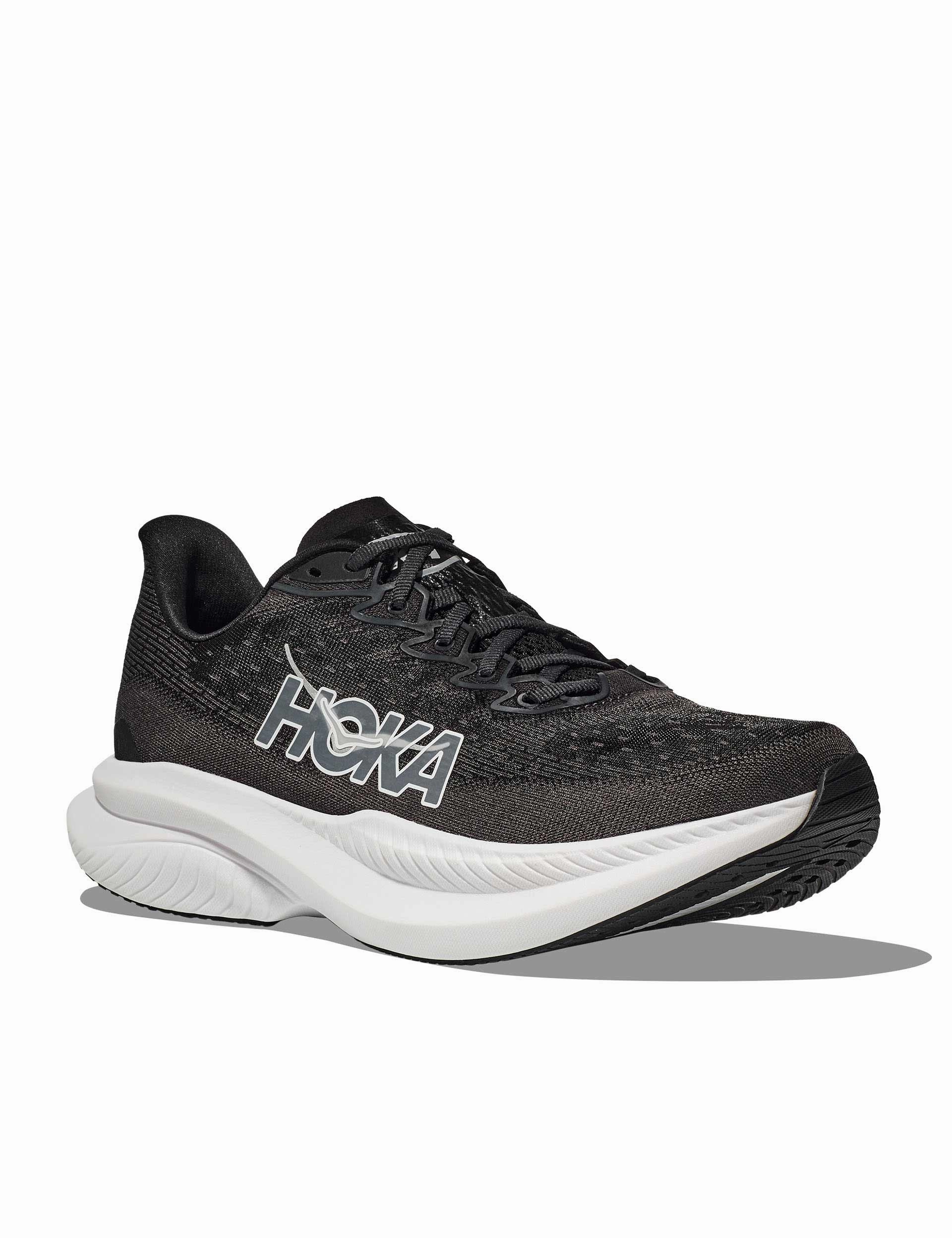 Mach 6 - Black/White Hoka trail-ready performance shoes