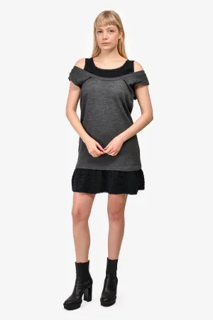 Miu Miu Black/Grey Sleeveless Lace Trim Dress Size S