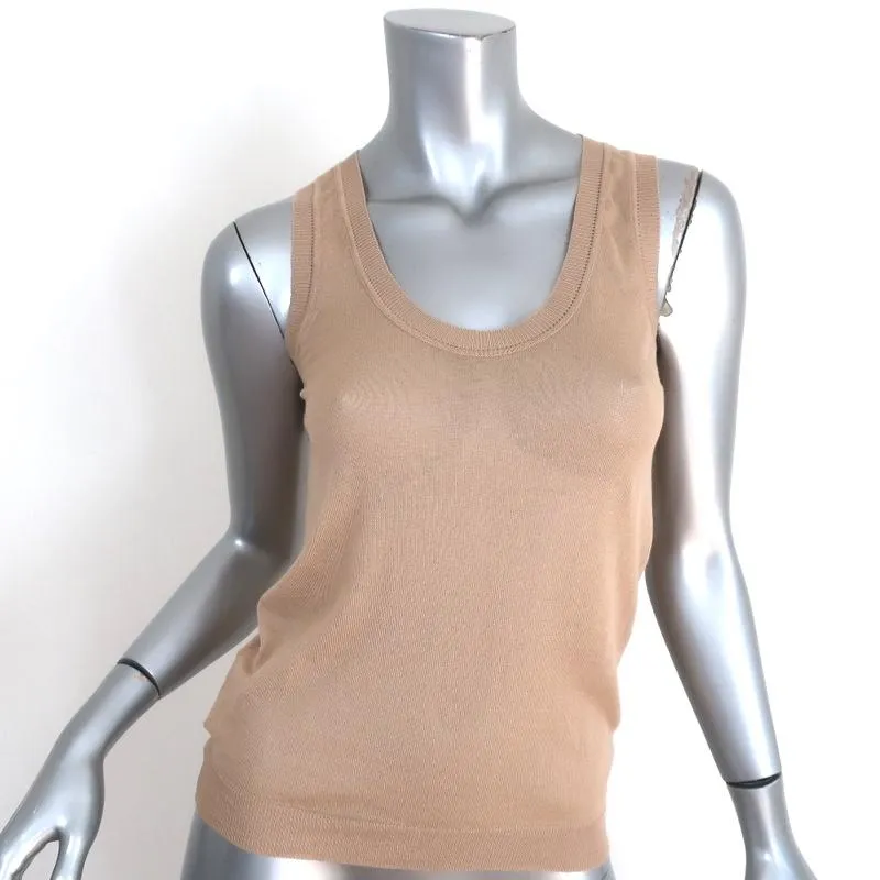 Miu Miu Tank Top Beige Cotton Knit Size 38